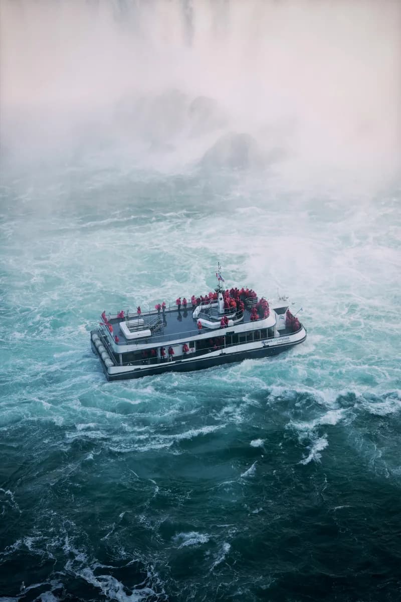 Niagara City Cruises boat approaching the mist below the Falls