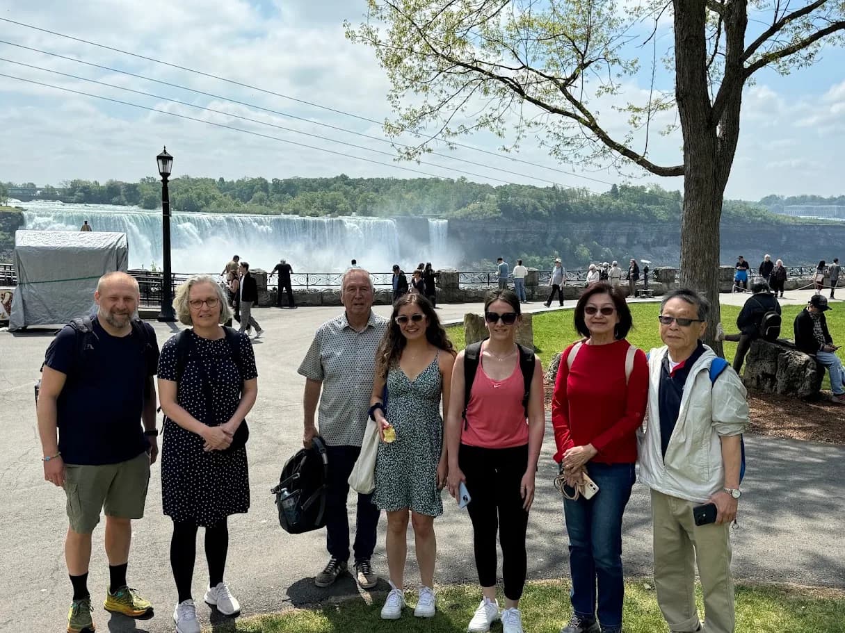 Private tour group posing together near Niagara Falls