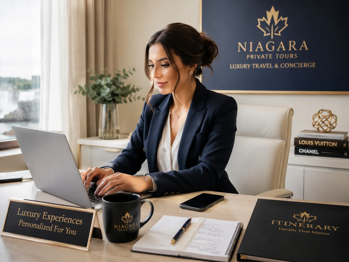 Tour Niagara trip coordinator working at a desk