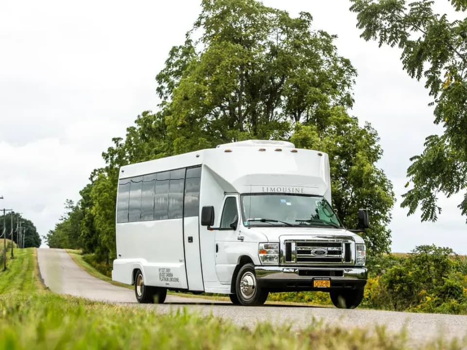White Tour Niagara group vehicle on a quiet country road